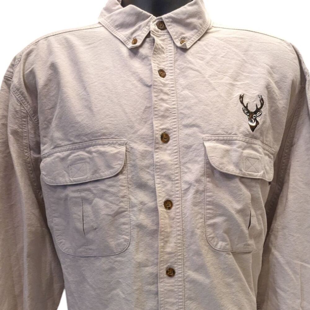 Woolrich Shirt Mens XL Hunting Button Up Deer Embroidered Workwear Vintage